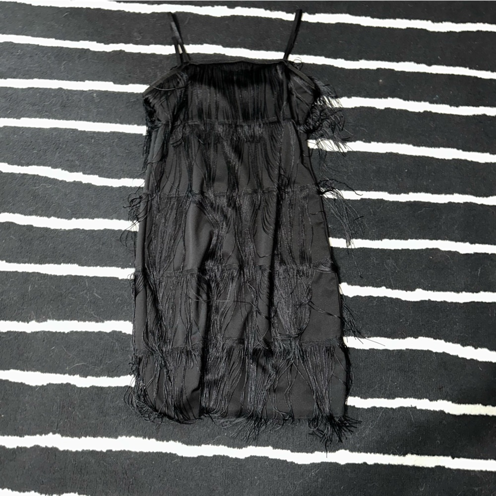 Black Flapper Costume Dress Adjustable Straps Size M/L Fit